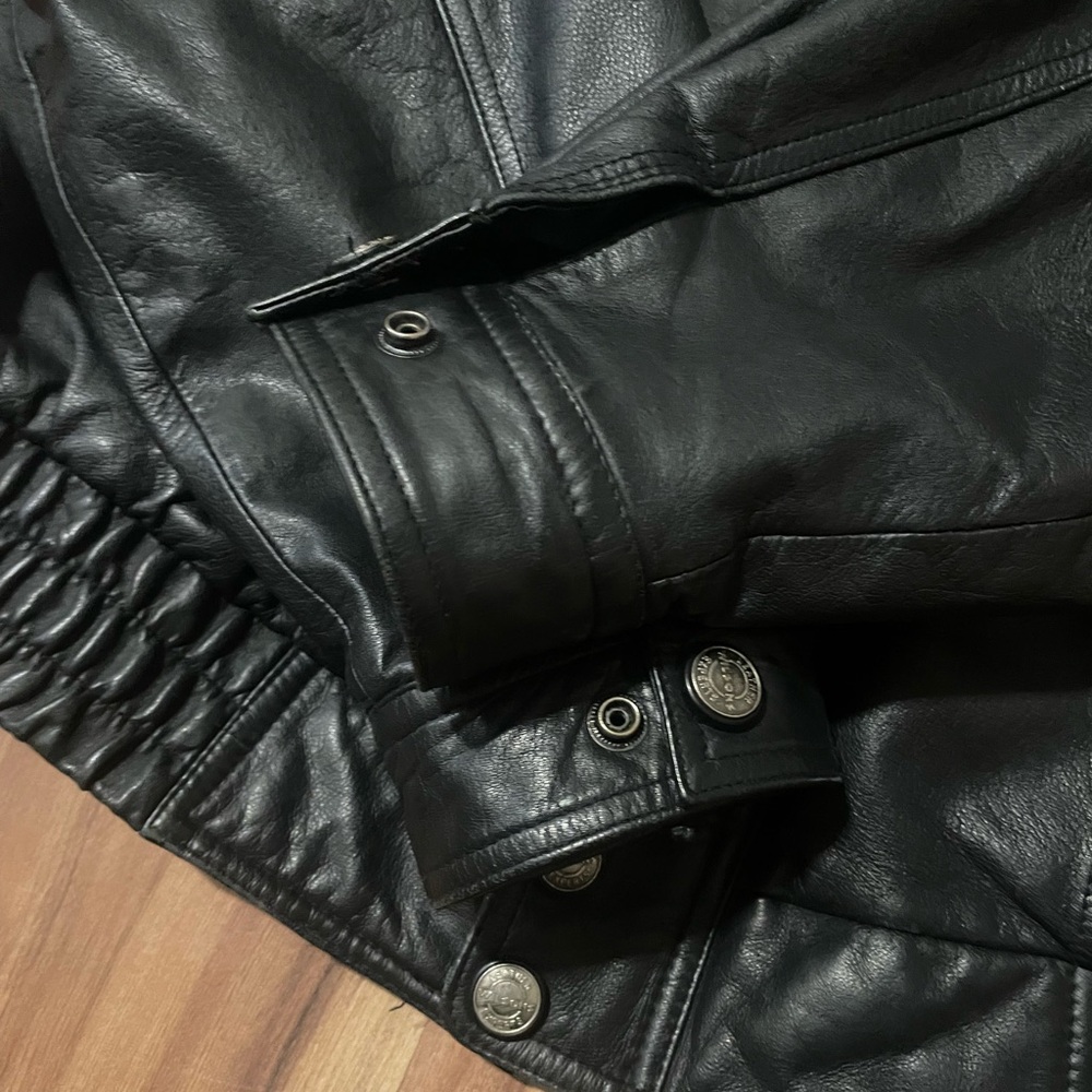 Wilsons Thinsulate Black Leather Bomber Jacket Sz L - Picture 4 of 13